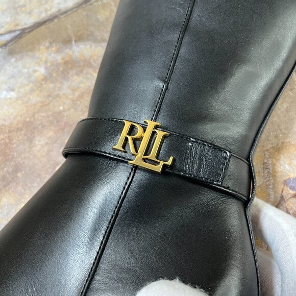 NWB Ralph Lauren Ardington Calfskin Leather Boots Size 6B Black - Picture 13 of 14